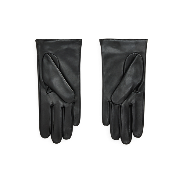 Black Equestrian D-Ring Sheepskin Gloves Lauren 2