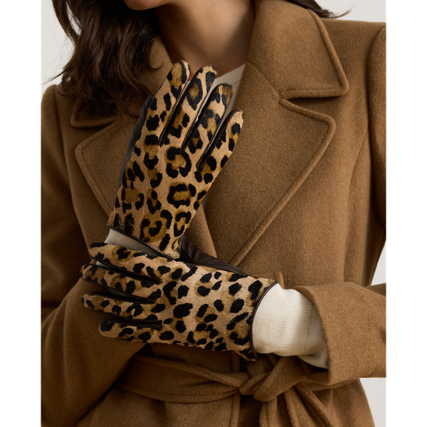 Ocelot-Print Haircalf & Sheepskin Gloves