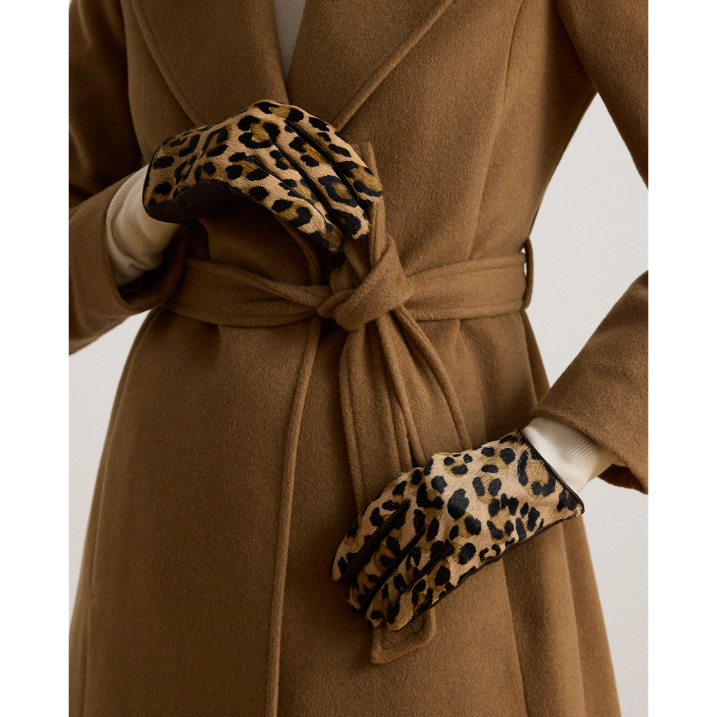 Женские перчатки Ralph Lauren Ocelot-Print Haircalf & Sheepskin Gloves, цвет: Леопардовый / Коричневый — фото 2