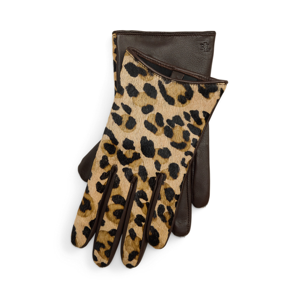 Ocelot-Print Haircalf & Sheepskin Gloves