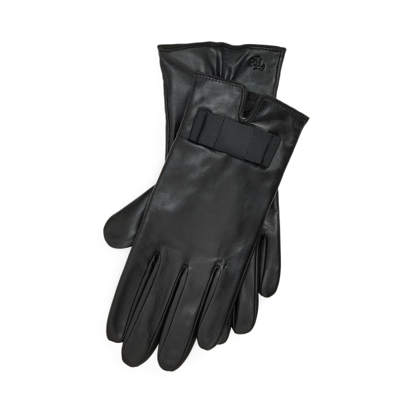 Bow-Trim Sheepskin Gloves