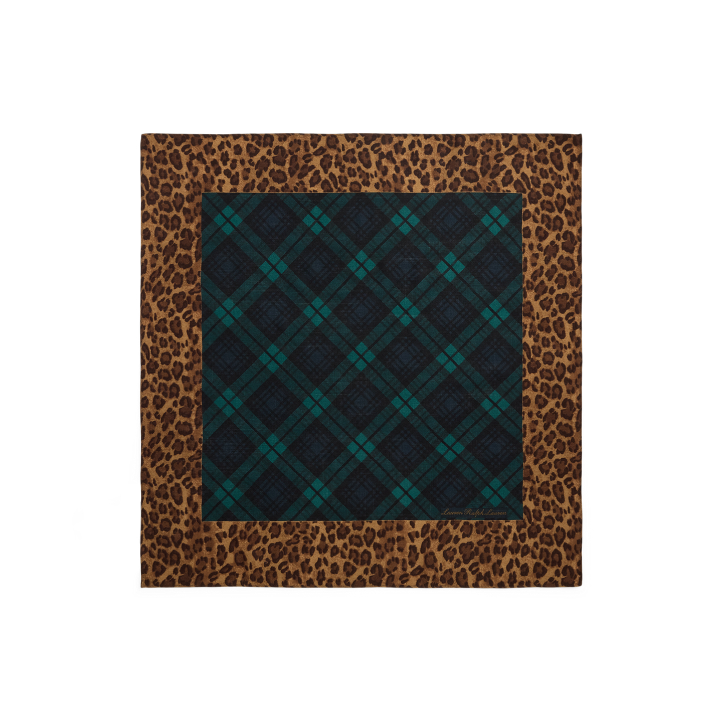Женский шарф Ralph Lauren Plaid & Ocelot-Print Wool-Silk, цвет: Blackwatch — фото 1