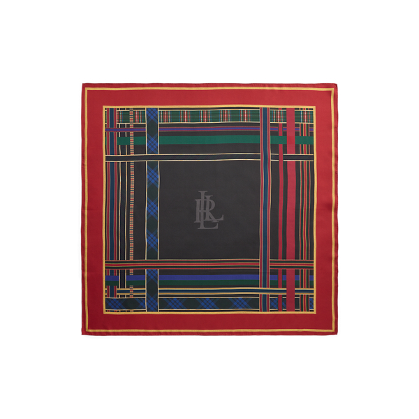 Mixed-Print Logo Silk Square Scarf