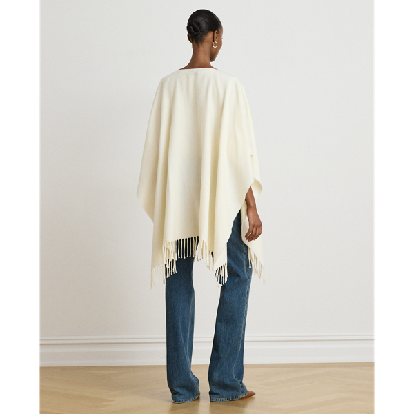 Cream Buckle-Trim Herringbone Ruana Lauren 5