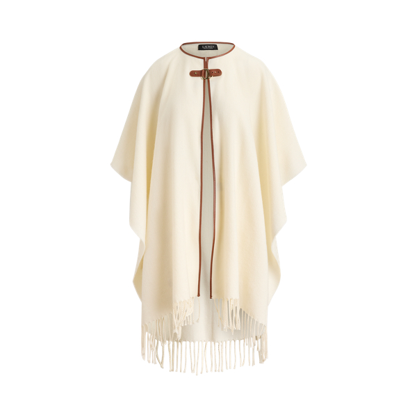 Cream Buckle-Trim Herringbone Ruana Lauren 2