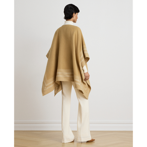 Buckle-Trim Belting-Motif Jacquard Ruana
