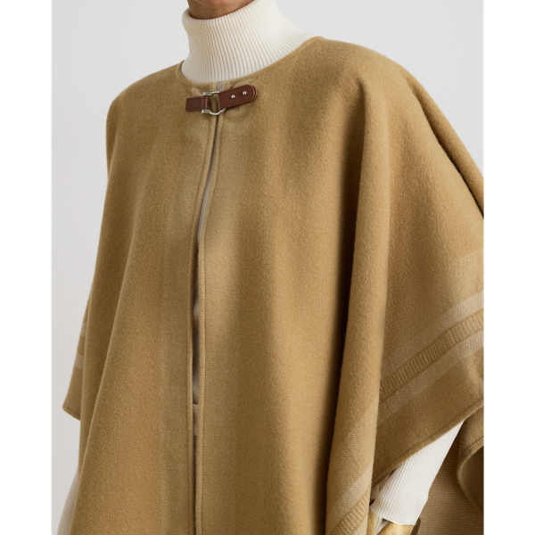 Buckle-Trim Belting-Motif Jacquard Ruana