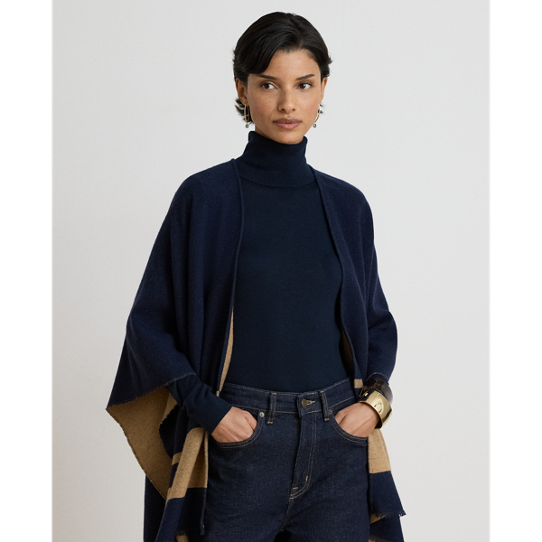 Two-Tone Crest Jacquard Ruana