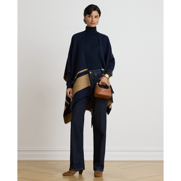 Two-Tone Crest Jacquard Ruana