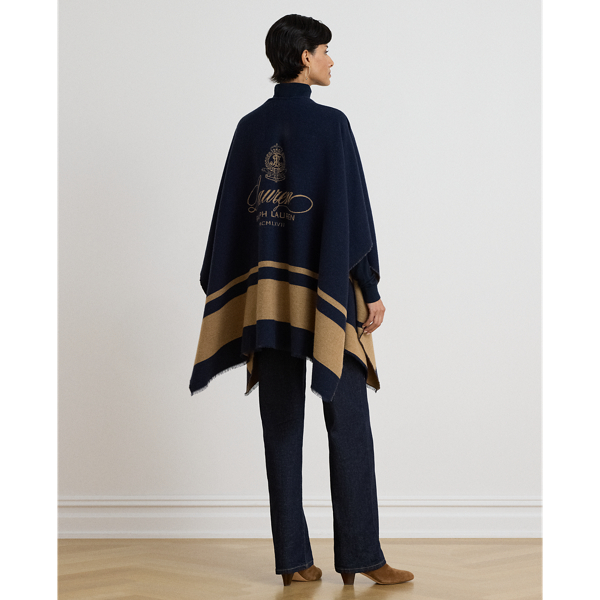 Two-Tone Crest Jacquard Ruana