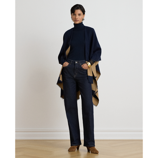 Two-Tone Crest Jacquard Ruana