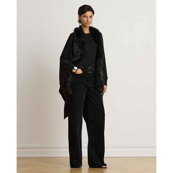 Faux-Fur-Trim Ruana