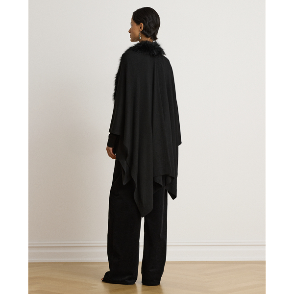 Faux-Fur-Trim Ruana