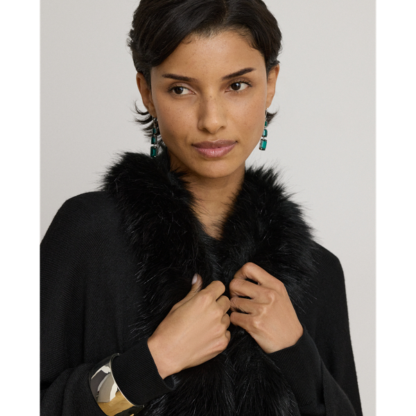 Faux-Fur-Trim Ruana