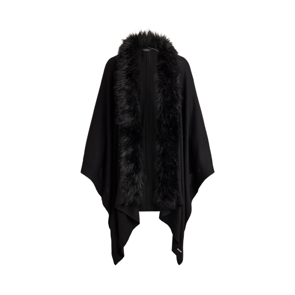 Faux-Fur-Trim Ruana