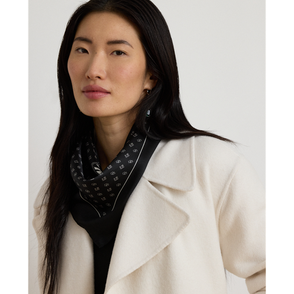Foulard-Print Logo Silk Square Scarf