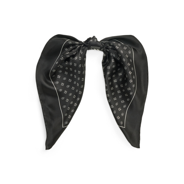 Foulard-Print Logo Silk Square Scarf