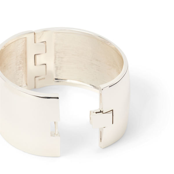 Silver Silver-Plated Wide Hinge Bangle Lauren 2