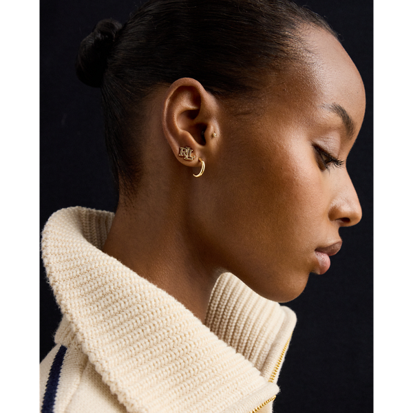 Gold Gold-Plated Logo & Hoop Earring Set Lauren 3