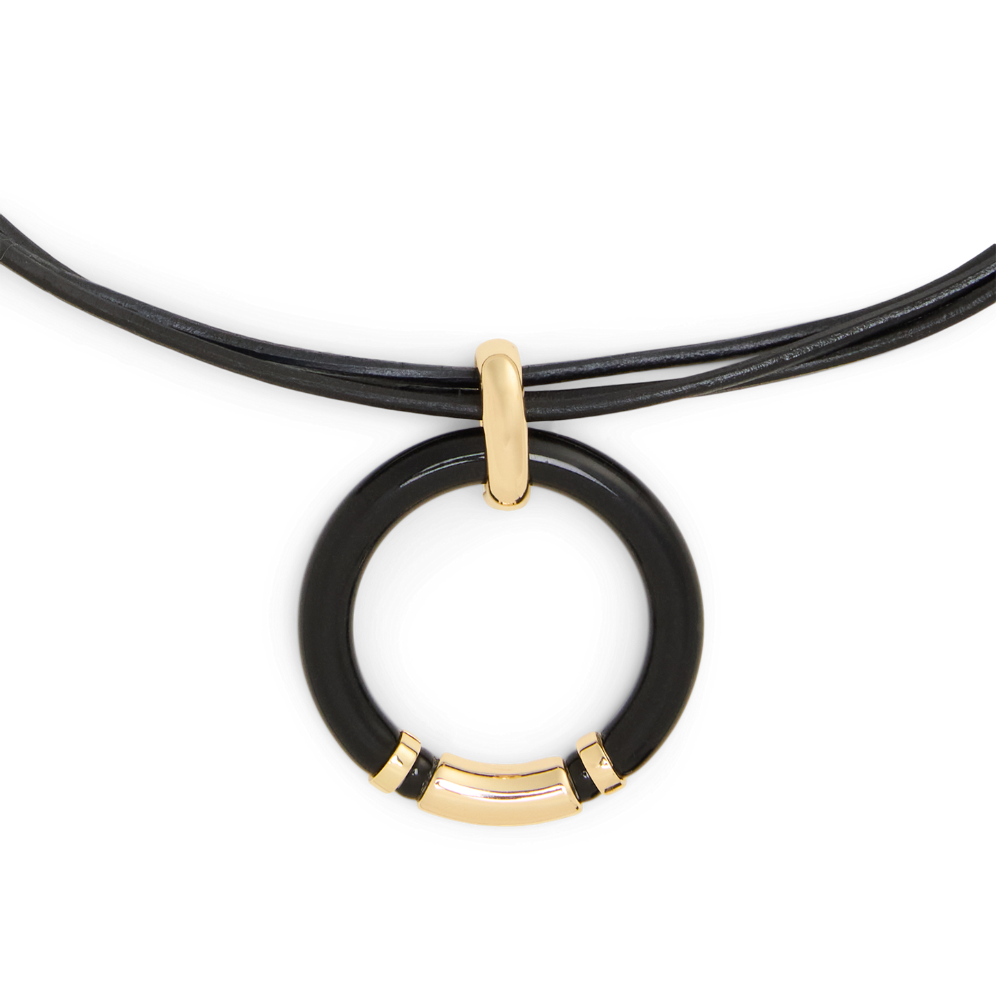 Женское колье Ralph Lauren Gold-Plated Lambskin Pendant, цвет: Золотой / Угольный — фото 1