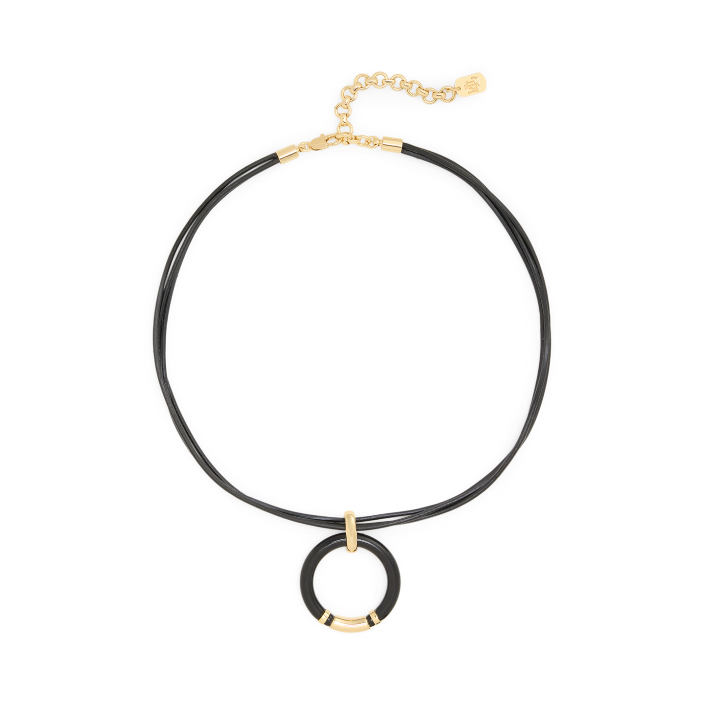 Женское колье Ralph Lauren Gold-Plated Lambskin Pendant, цвет: Золотой / Угольный — фото 2
