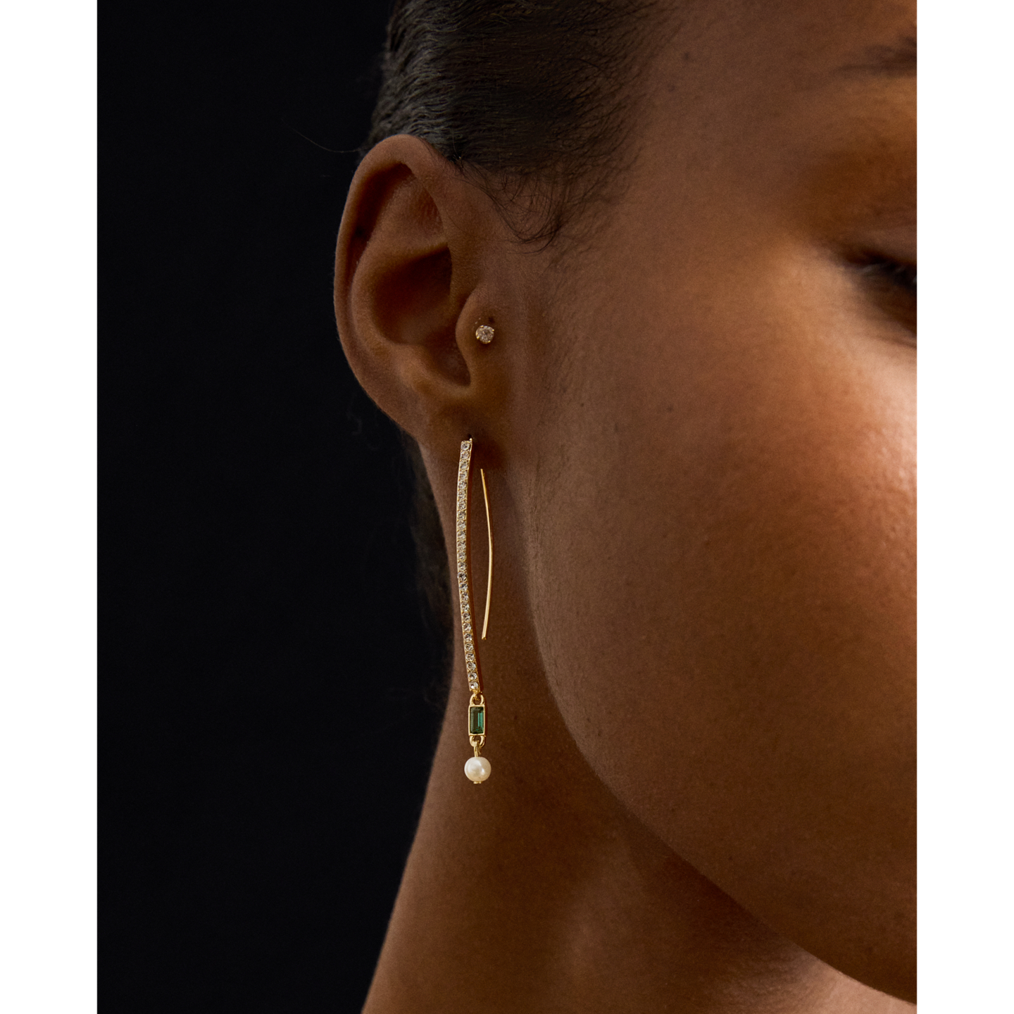 Женские серьги Ralph Lauren Gold-Plated Pavé Faux-Pearl, цвет: Золотой — фото 2