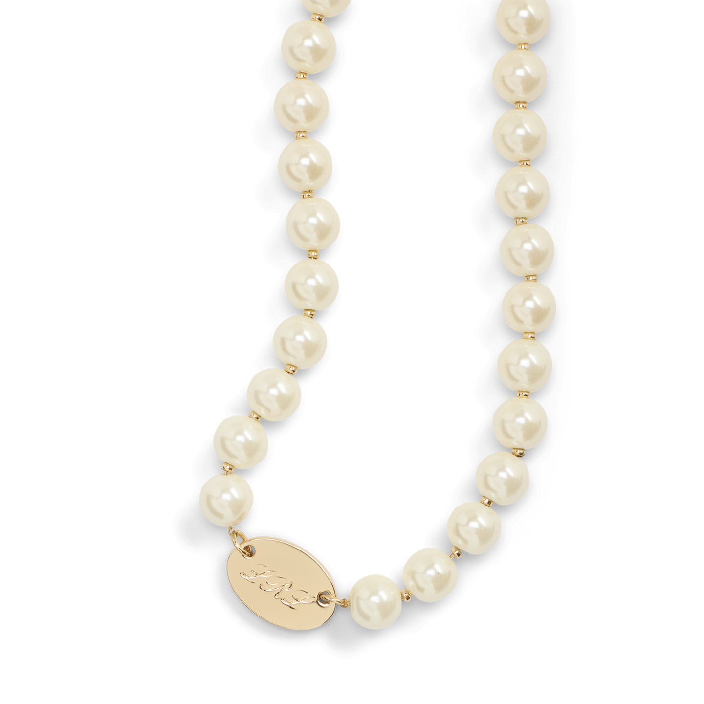 Женское колье Ralph Lauren Gold-Plated Logo & Faux-Pearl, цвет: Золотой / Белый — фото 1
