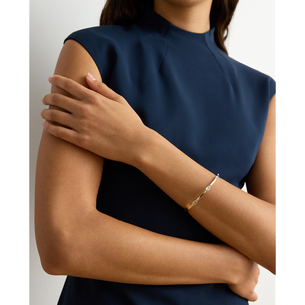 Gold/Blue Gold-Plated Stone Hinge Bangle Lauren 3