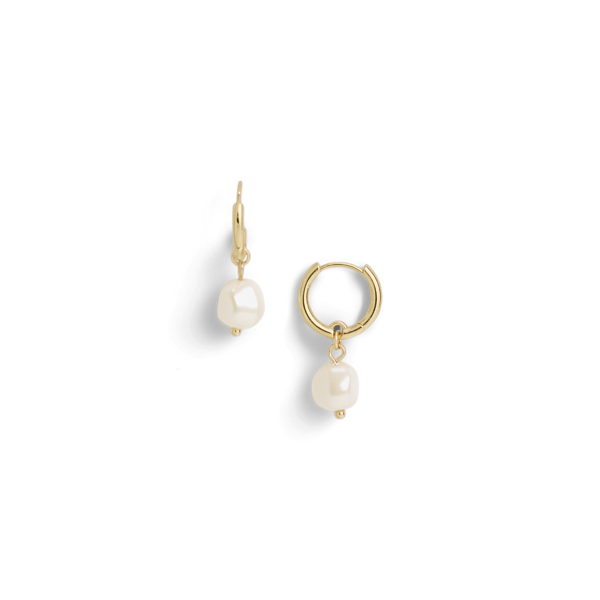 Gold/white Gold-Plated Faux-Pearl Huggie Earrings Lauren 2
