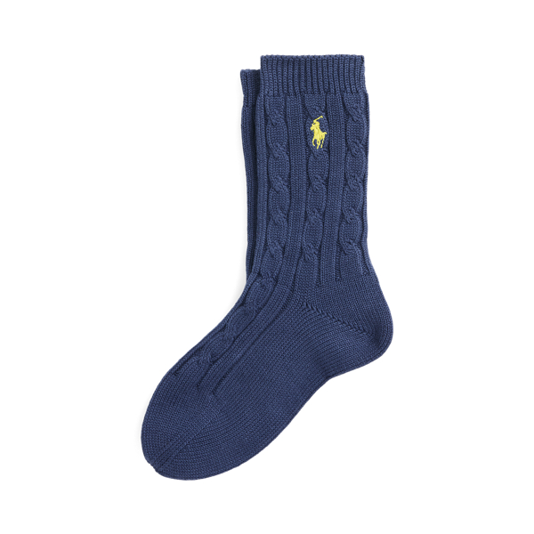 Cable-Knit Cotton Crew Socks