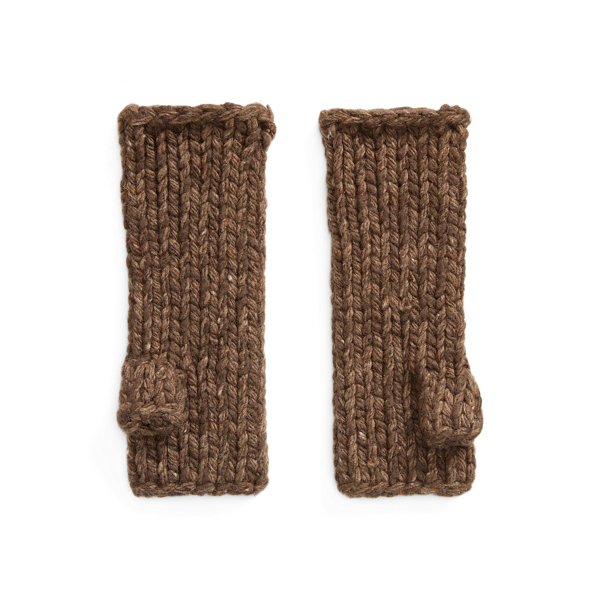 Brown Marl Wool-Blend Fingerless Gloves Polo Ralph Lauren 1