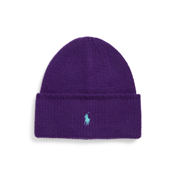 Opulent Purple Knit Merino Wool Beanie Polo Ralph Lauren 1