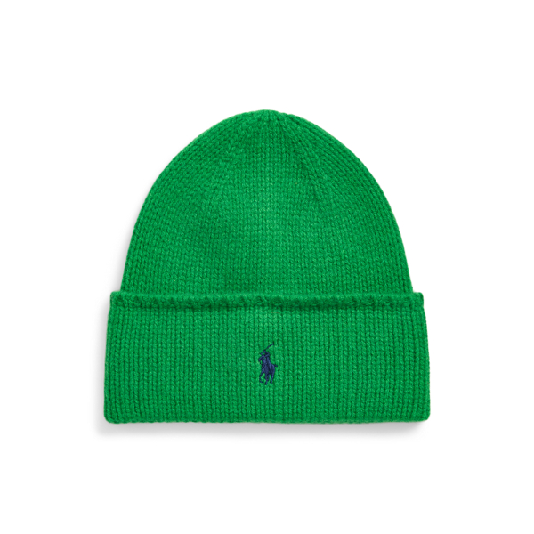 Preppy Green Knit Merino Wool Beanie Polo Ralph Lauren 1