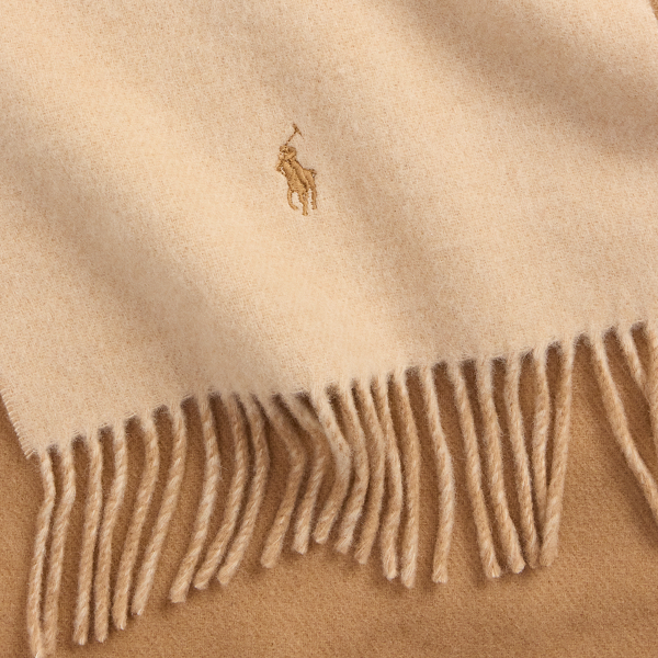 Camel Tonal Fringe-Trim Wool Scarf Polo Ralph Lauren 3