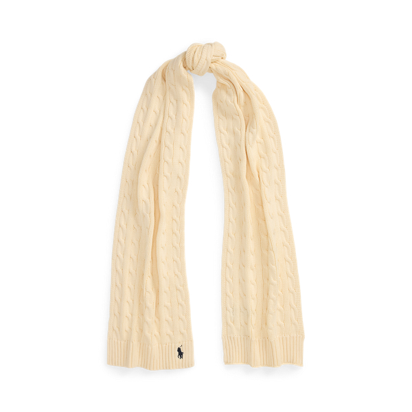 Baumwollschal mit Zopfmuster Polo Ralph Lauren in Creme 2