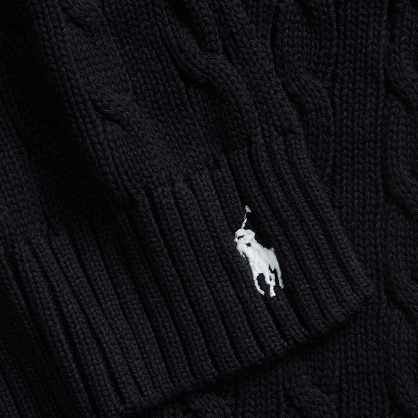 Baumwollschal mit Zopfmuster Polo Ralph Lauren in Schwarz 3
