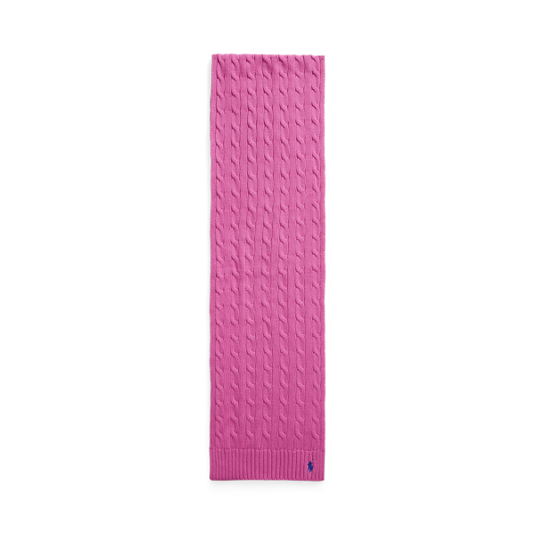 Pink Lace Cable-Knit Cotton Scarf Polo Ralph Lauren 2
