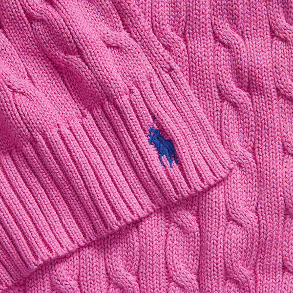 Pink Lace Cable-Knit Cotton Scarf Polo Ralph Lauren 3