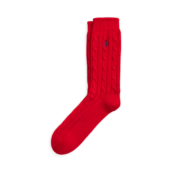 Petal Red Cable-Knit Crew Socks Polo Ralph Lauren 1