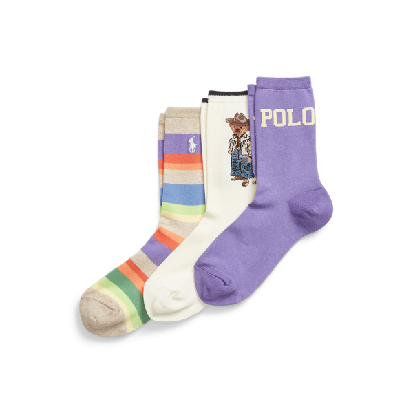 Polo Bear Crew Sock 3 Pack Gift Set for Women Ralph Lauren UK