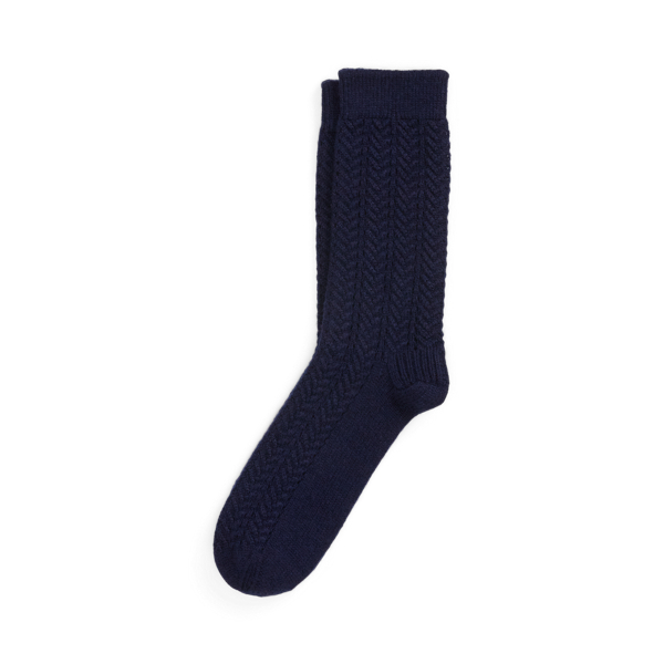 Navy Chevron Wool-Blend Trouser Socks Polo Ralph Lauren 1