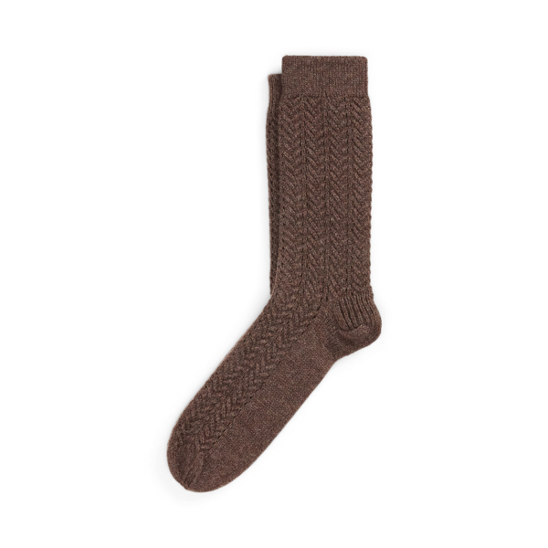 Brown Heather Chevron Wool-Blend Trouser Socks Polo Ralph Lauren 1