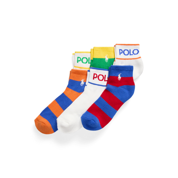 Rugby Stripe & Logo Ankle Sock 6-Pack