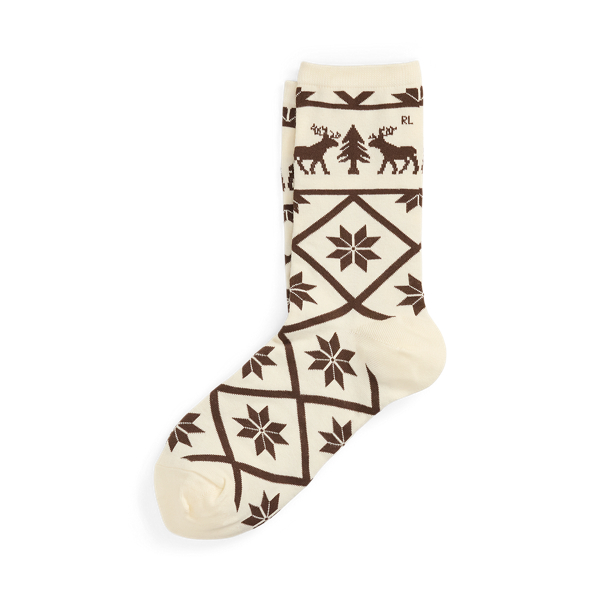 Ivory Reindeer Graphic Trouser Socks Polo Ralph Lauren 1