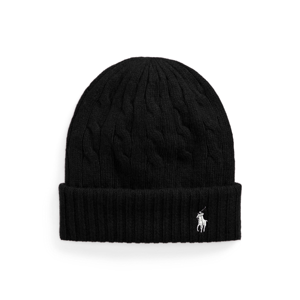 Ralph lauren black beanie hat on sale