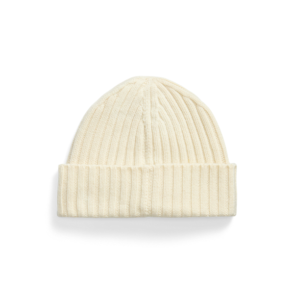 Cream Embroidered Crest Merino Wool Beanie Polo Ralph Lauren 2