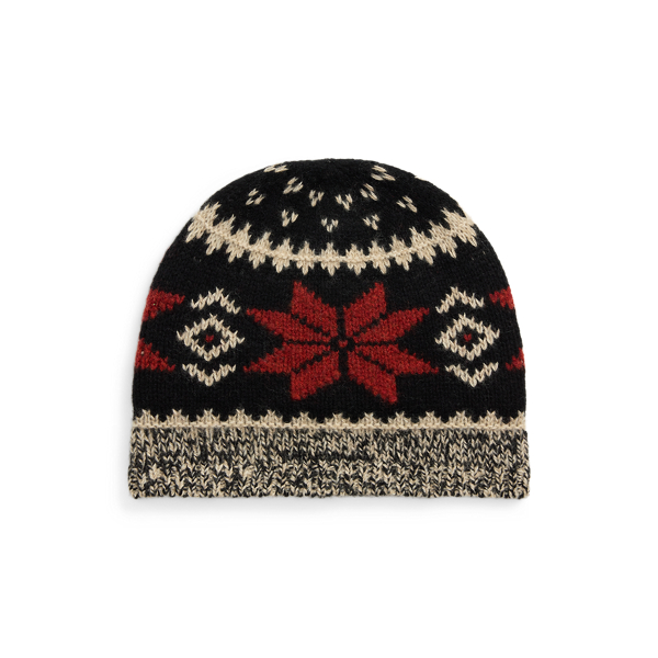 Black Snowflake-Motif Wool-Blend Beanie Polo Ralph Lauren 1