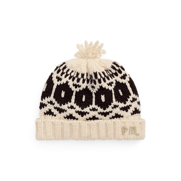 Cream Wool Snowflake Pom-Pom Beanie Polo Ralph Lauren 1