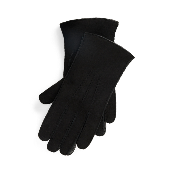 Black Stitched Shearling Gloves Polo Ralph Lauren 1