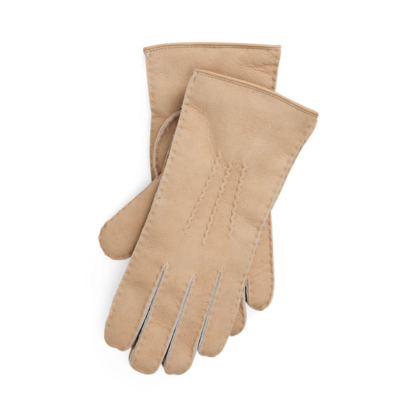 Brown Stitched Shearling Gloves Polo Ralph Lauren 1